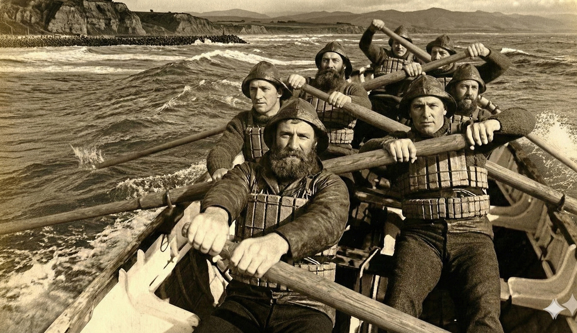 AI-generated recreation of the Alexandra lifeboat crew