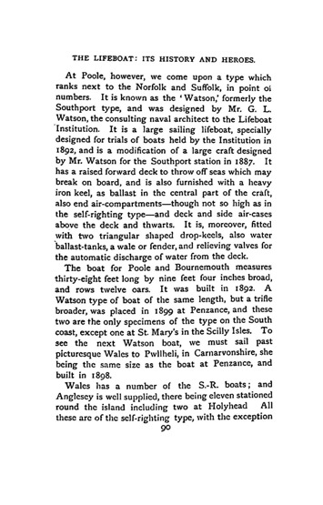 Text describing Watson lifeboat variants and specifications