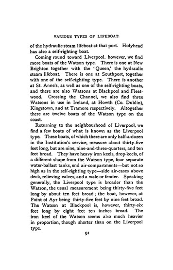 Text describing various types of RNLI lifeboats